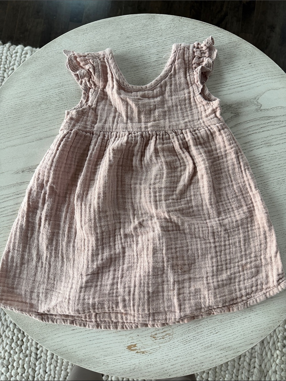 Jamie Kay Girls' Pink Ruffle Sleeve organic cotton Dress
